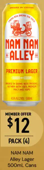 Dan Murphy's NAM NAM Alley Lager 500mL Cans offer