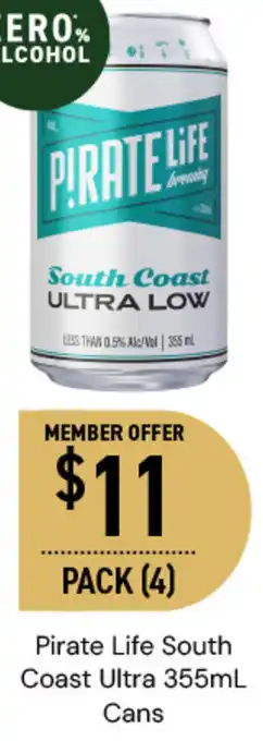 Dan Murphy's Pirate Life South Coast Ultra 355mL Cans offer