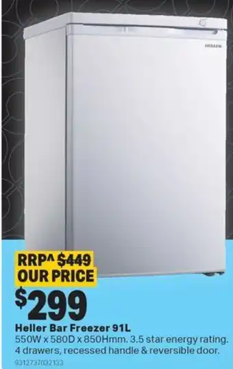 Mitre 10 Heller Bar Freezer 91L offer