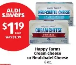 ALDI Happy Farms Cream Cheese or Neufchatel Cheese offer