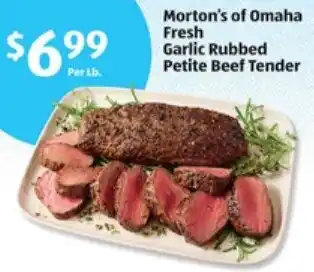 ALDI Morton's of Omaha Fresh Garlic Rubbed Petite Beef Tender offer