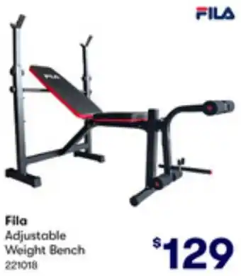 BIG W Fila Adjustable Weight Bench offer