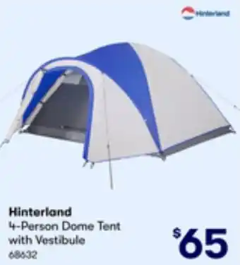 BIG W Hinterland 4-Person Dome Tent with Vestibule offer