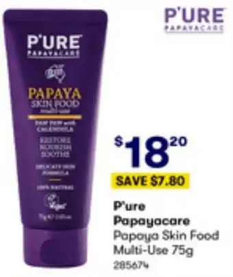 BIG W P'ure Papayacare Papaya Skin Food Multi-Use 75g offer