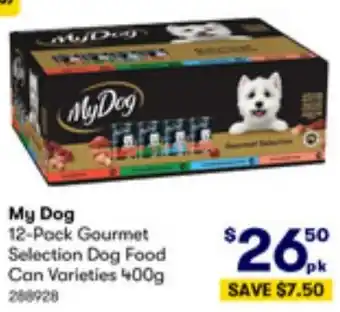 BIG W My Dog 12-Pack Gourmet Selection Dog Food Can Varieties 400g offer