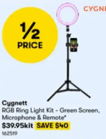 BIG W Cygnett RGB Ring Light Kit - Green Screen, Microphone & Remote offer