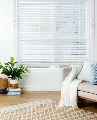Spotlight 40% off 63mm White Faux Wood Venetian Blinds offer