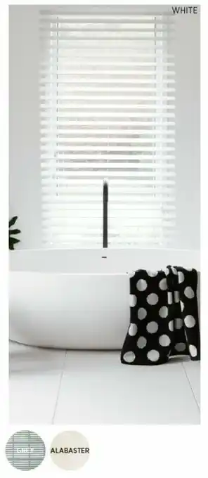 Spotlight 40% off 50mm White Faux Wood Venetian Blinds offer
