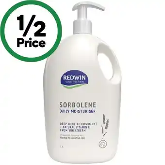 Woolworths Redwin sorbolene daily moisturiser 1.1 litre offer