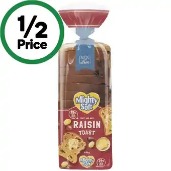 Woolworths Mighty soft raisin toast 600g offer