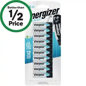 Woolworths Energizer max plus aa or aaa pk 10 offer