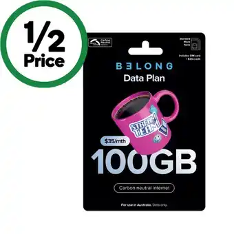 Woolworths Belong $35 data starter kit§ offer