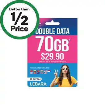 Woolworths Lebara starter kit medium $29.90δ offer