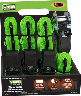 Autopro Xplorer 4 piece 300kg ratchet tie down offer