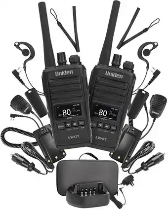 Uniden 5w 80ch uhf splashproof cb radio twin deluxe pack