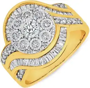 Prouds 9ct gold diamond cluster wrap dress ring offer