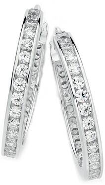 Prouds Sterling silver cubic zirconia hoop earrings offer
