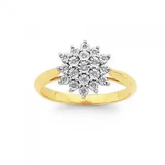 Prouds 9ct gold diamond starburst cluster ring offer