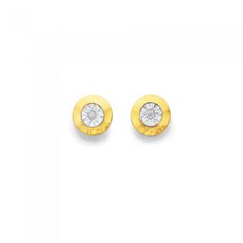 Prouds 9ct gold diamond miracle bezel set studs offer