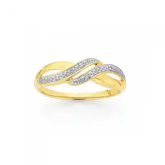 9ct gold diamond double swirl love dress ring
