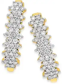 Prouds 9ct gold diamond multi cluster hoop earrings offer