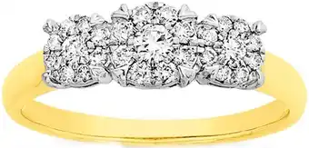9ct gold diamond trilogy ring