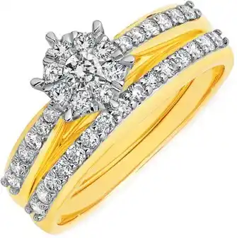 Prouds 9ct gold diamond bridal set offer