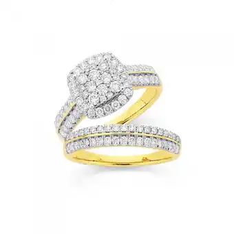 Prouds 18ct gold diamond cushion shape bridal set offer