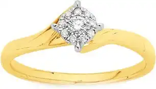Prouds 9ct gold diamond cluster swirl ring offer