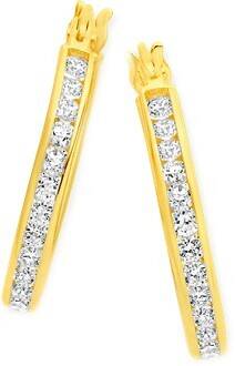 Prouds 9ct gold cubic zirconia hoop earrings offer