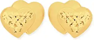 Prouds 9ct gold diamond-cut heart stud earrings offer