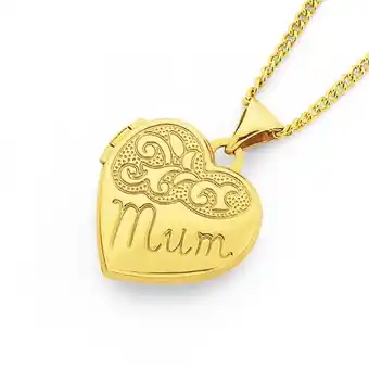 Prouds 9ct gold 15mm 'mum' heart locket offer