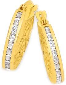 Prouds 9ct gold cubic zirconia hoop earrings offer