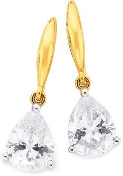 Prouds 9ct gold cubic zirconia pear drop earrings offer
