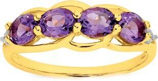Prouds 9ct gold amethyst & diamonds ring offer