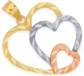 Prouds 9ct gold tri tone heart pendant offer