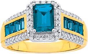 Prouds 9ct gold london blue topaz & diamond ring offer