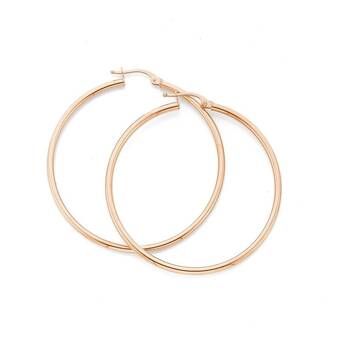 Prouds 9ct rose gold 2x40mm polished hoop earrings offer