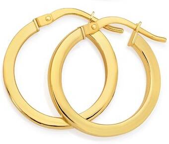 Prouds 9ct gold 2x15mm square tube hoop earrings offer