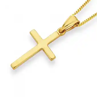 Prouds 9ct gold 22mm plain cross pendant offer