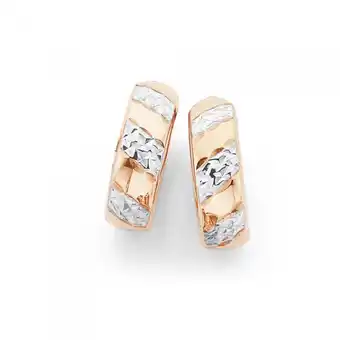 Prouds 9ct rose gold two tone striped huggie earrings offer