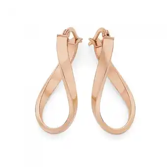 9ct rose gold oval wave hoop earrings