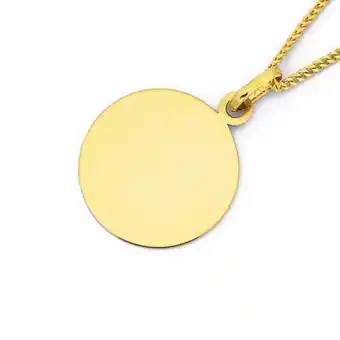 Prouds 9ct gold 14mm round disc pendant offer