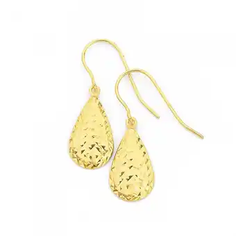 Prouds 9ct gold diamond-cut pear drop earrings offer