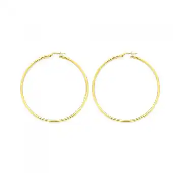 Prouds 9ct gold 2x50mm polished hoop earrings offer