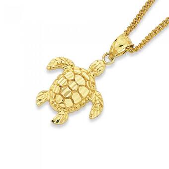 Prouds 9ct gold turtle pendant offer