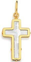 Prouds 9ct gold white mop cross pendant offer