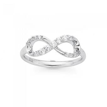 Prouds Sterling silver cubic zirconia infinity ring offer