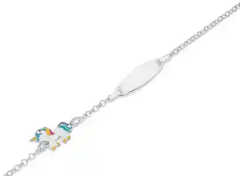 Sterling silver 17cm belcher enamel unicorn id bracelet
