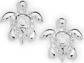 Sterling silver cubic zirconia turtle stud earrings
